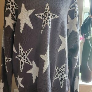 NWT Umgee Gray Star Knit Sweater